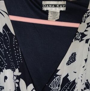 Dana Kay Midnight Blue and Ivory Floral Dress